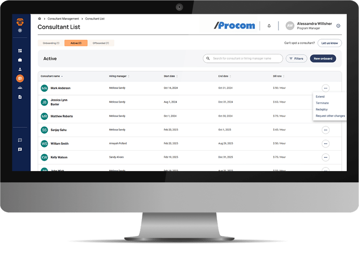 MyProcom dashboard