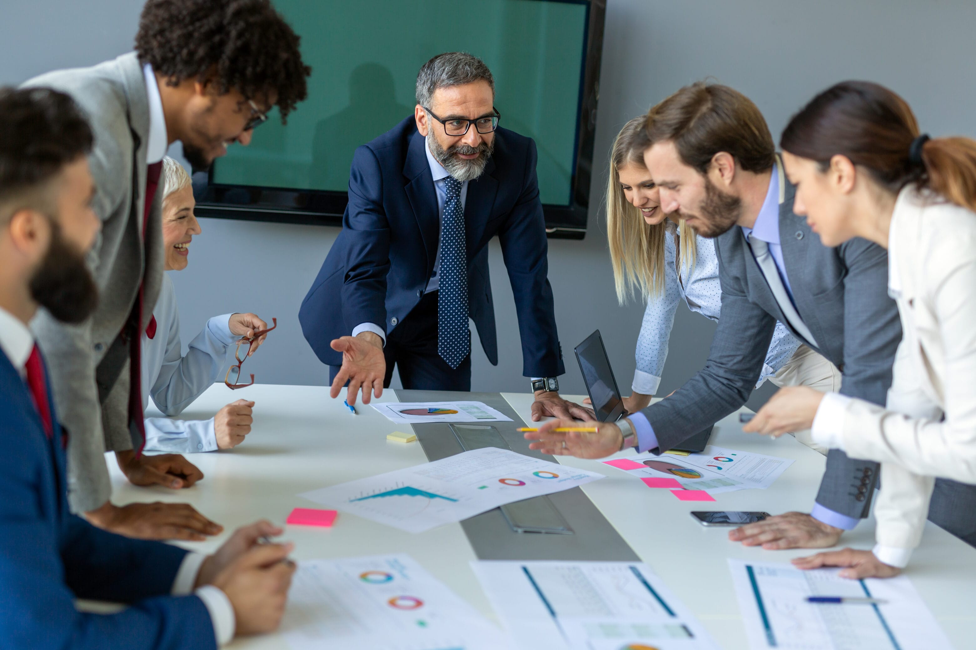 Corporate business team and manager in a meeting